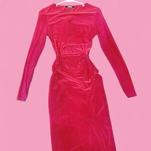 Missguided Maroon Long Sleeve cutout Dress